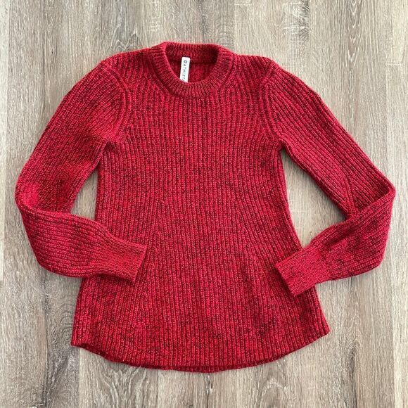 Athleta Sierra Crew Sweater Marled Candy Red - Size: XS - Picture 4 of 6